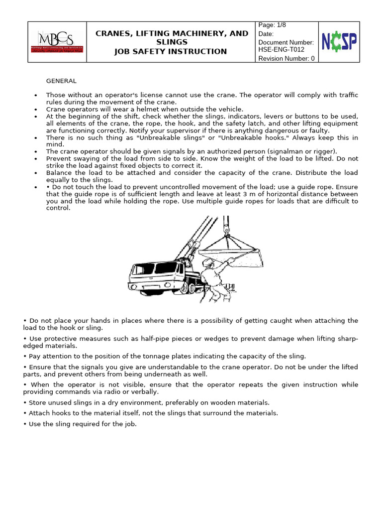 Crane Safety Guidelines and Procedures | PDF | Crane (Machine ...