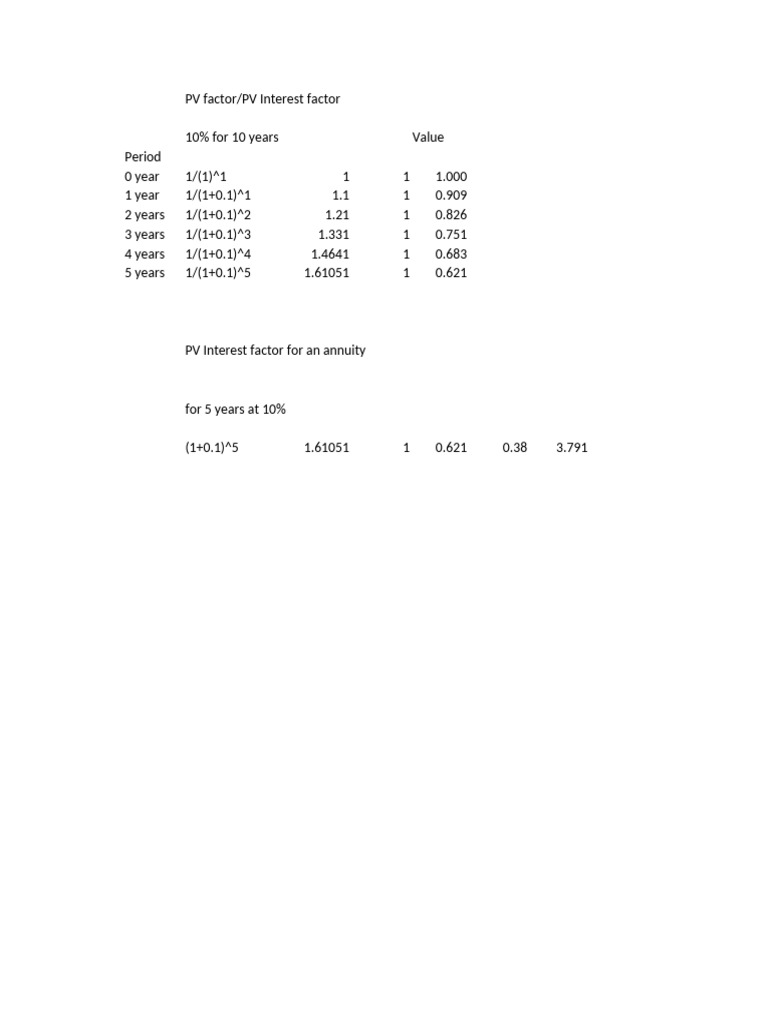 PV Factor Calculation at 10% | PDF