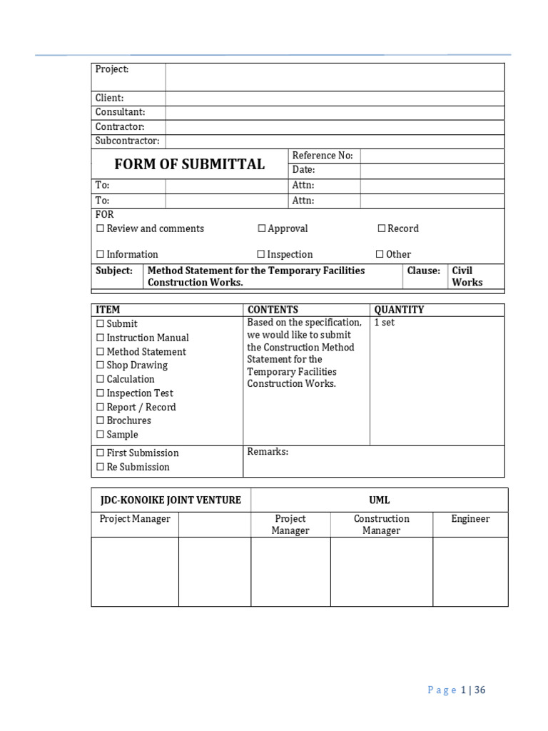 Method Statement for Temporary Facilities | PDF | Risk | Concrete