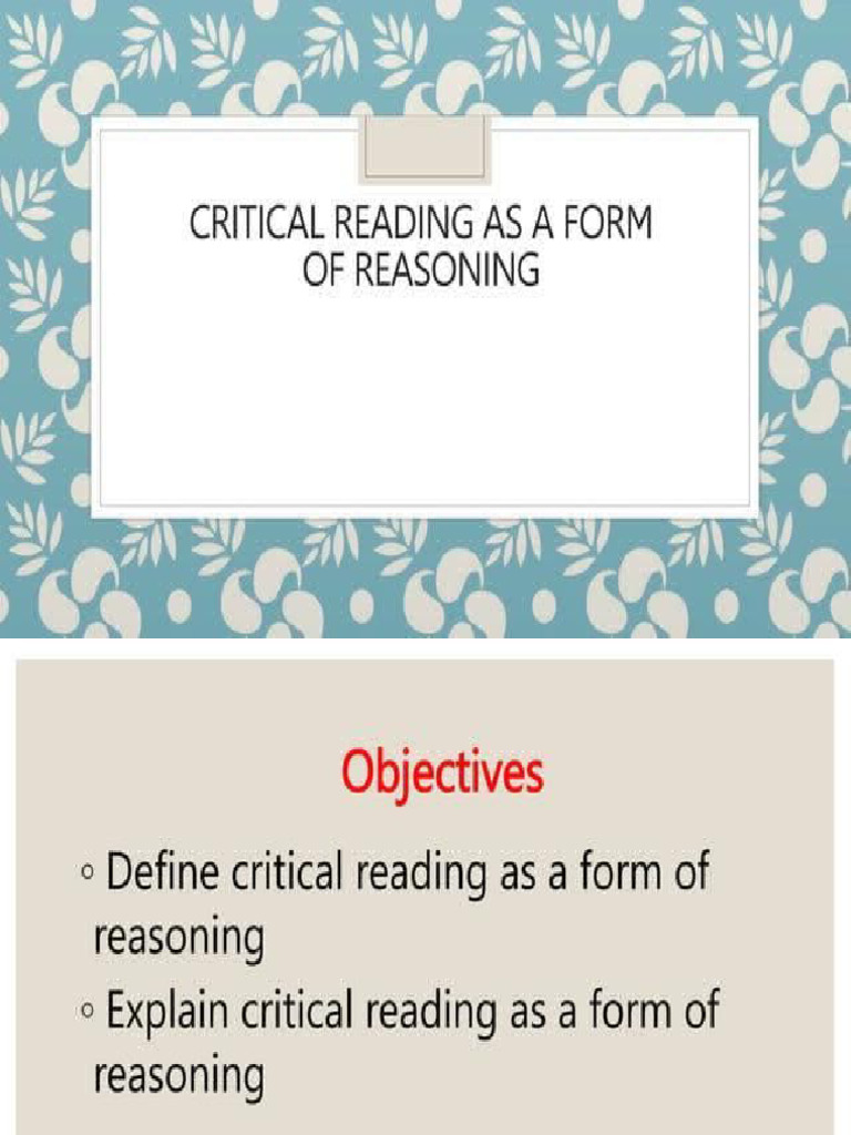 Critical Reading As Reasoning | PDF