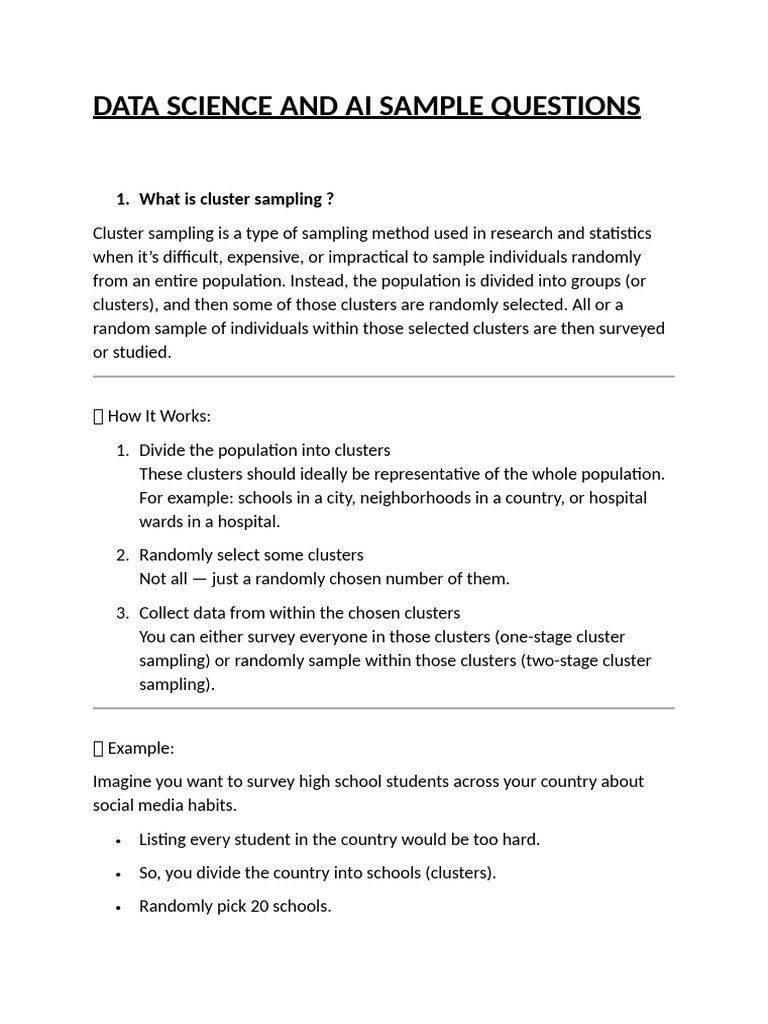 Data Science and Ai Sample Questions | PDF | Type I And Type Ii Errors ...