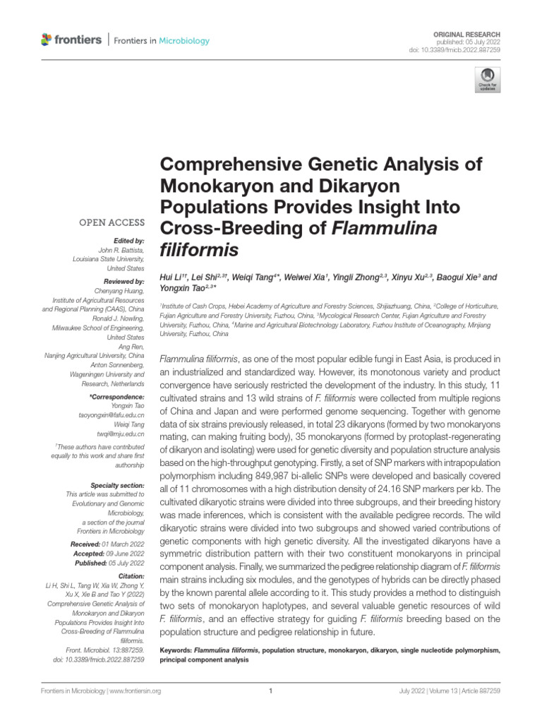 Fmicb 13 887259 | PDF | Single Nucleotide Polymorphism | Genotype