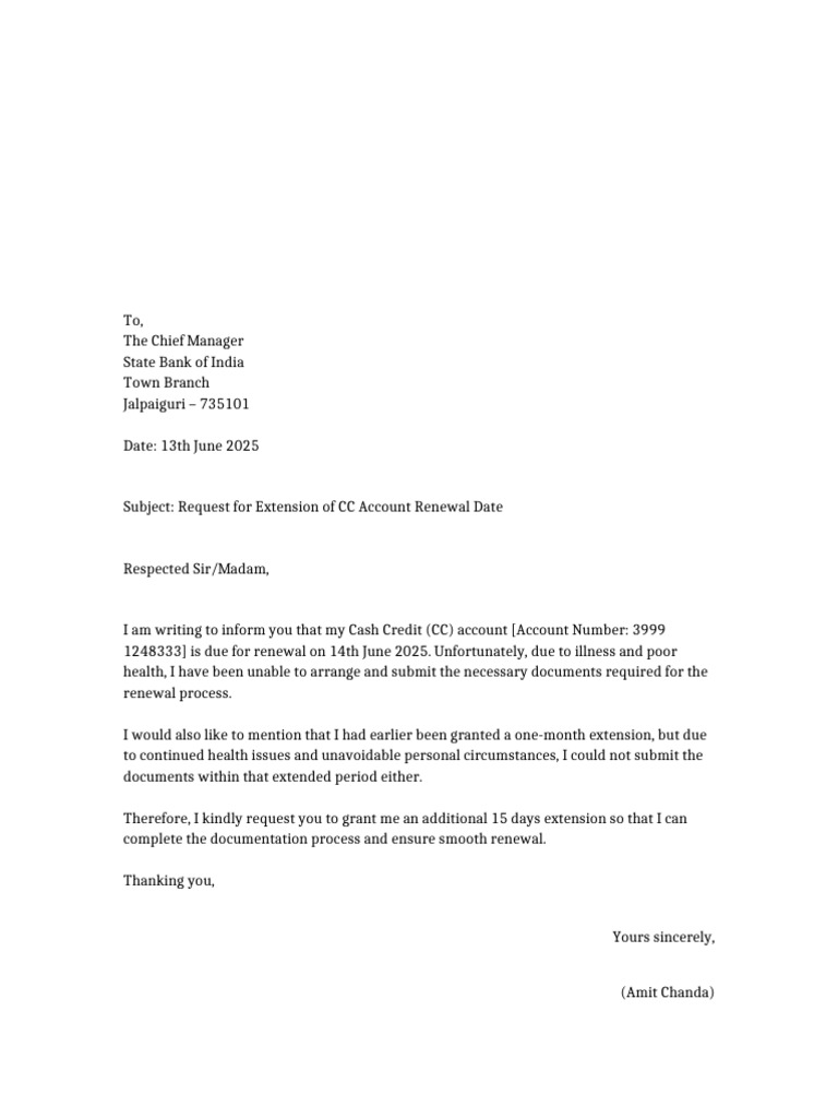 CC Account Renewal Extension Request | PDF