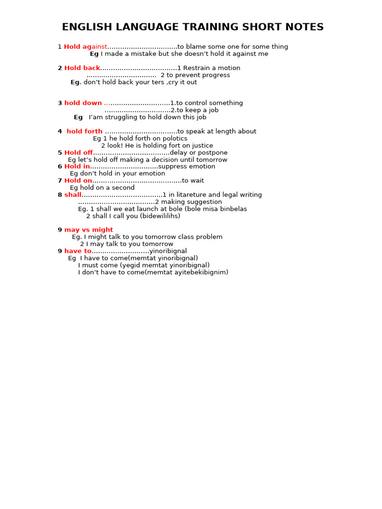 English Language Training Notes | PDF