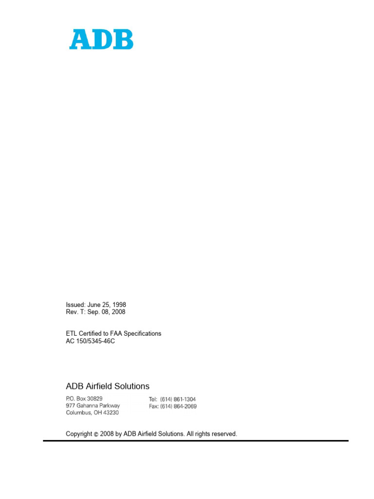 Installation Manual for In-Pavement Lights | PDF | Safety | Runway