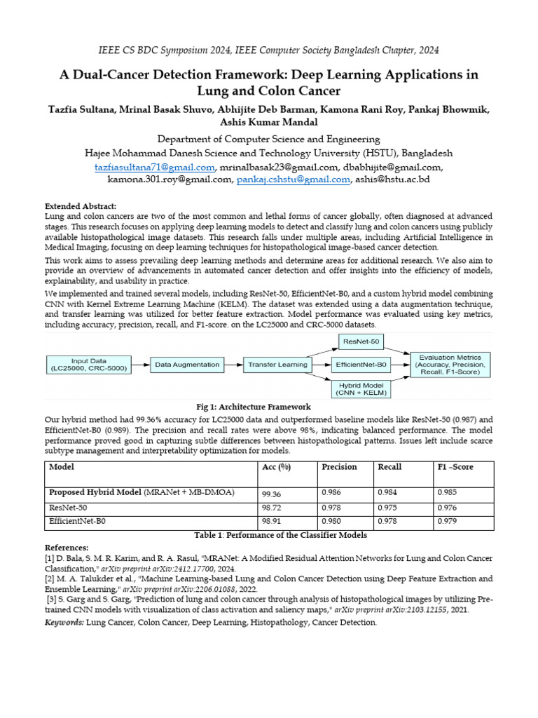 A Dual-Cancer Detection Framework | PDF | Deep Learning | Computing