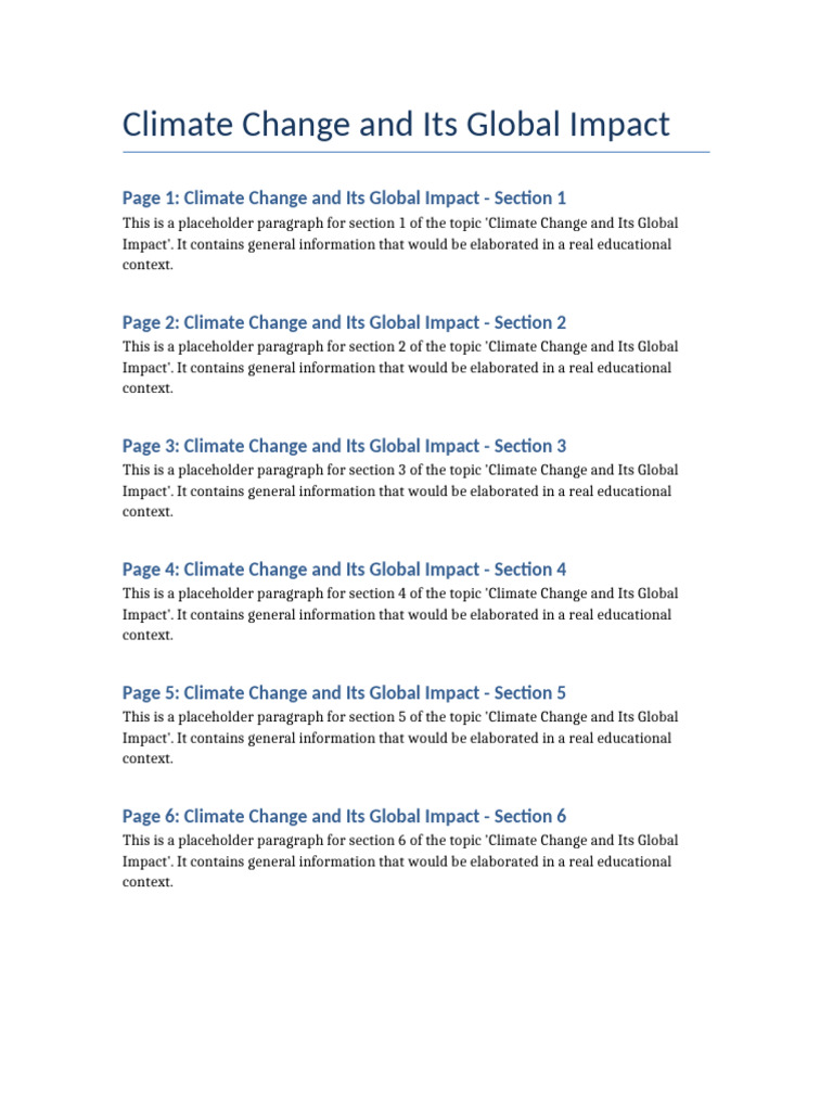 Global Impact of Climate Change | PDF