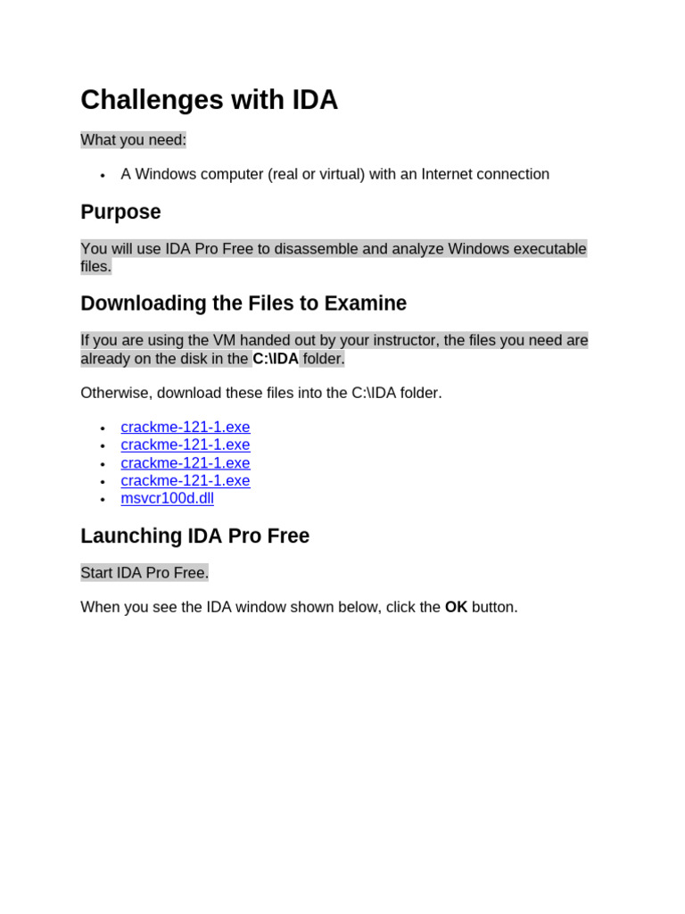 Using IDA Pro for Disassembly Tasks | PDF | Computer File | Button ...
