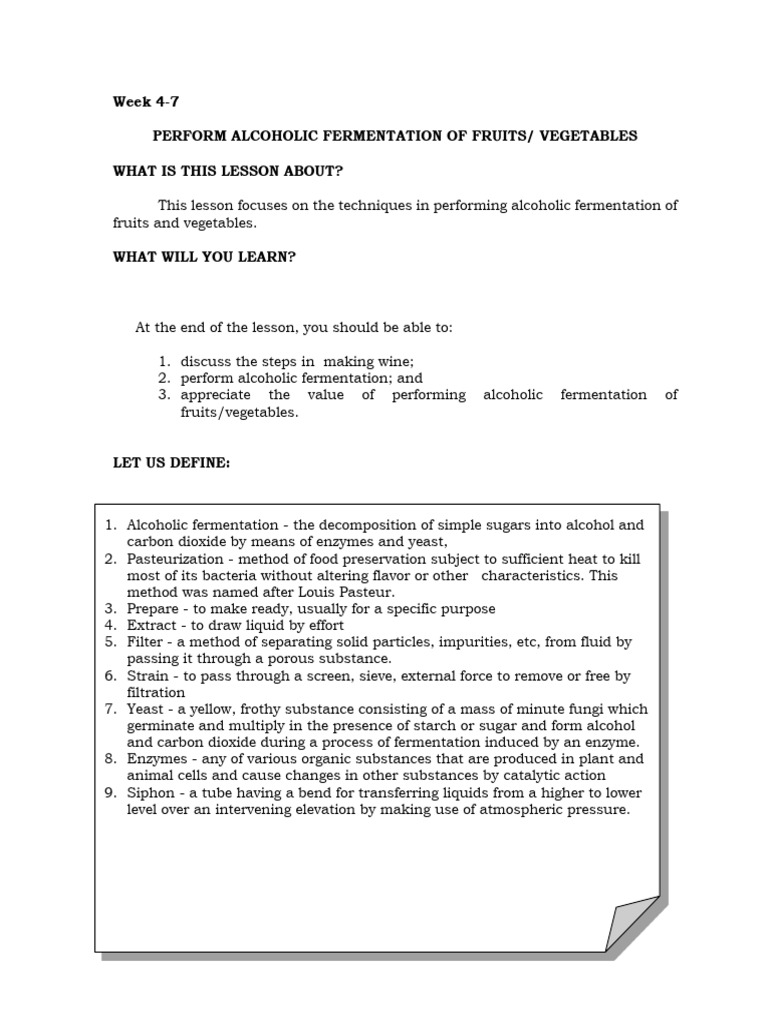 Alcoholic Fermentation of Fruits Guide | PDF | Winemaking | Pickling