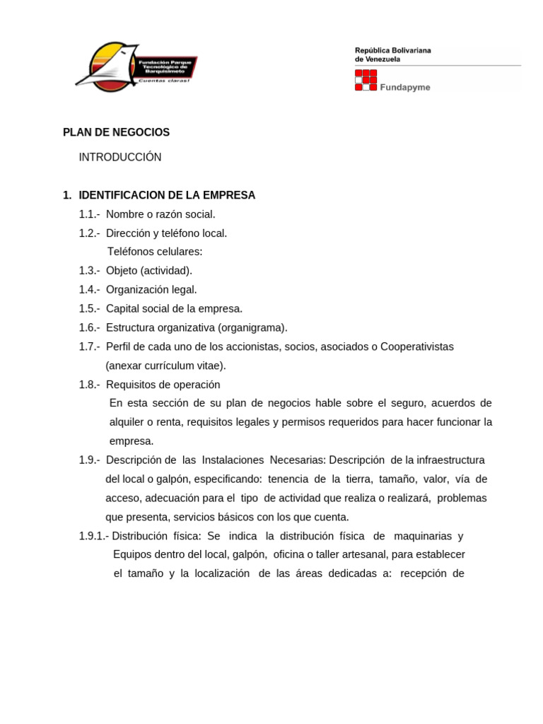Plan de Negocios: Estructura y Análisis | PDF | Business | Plan de negocios