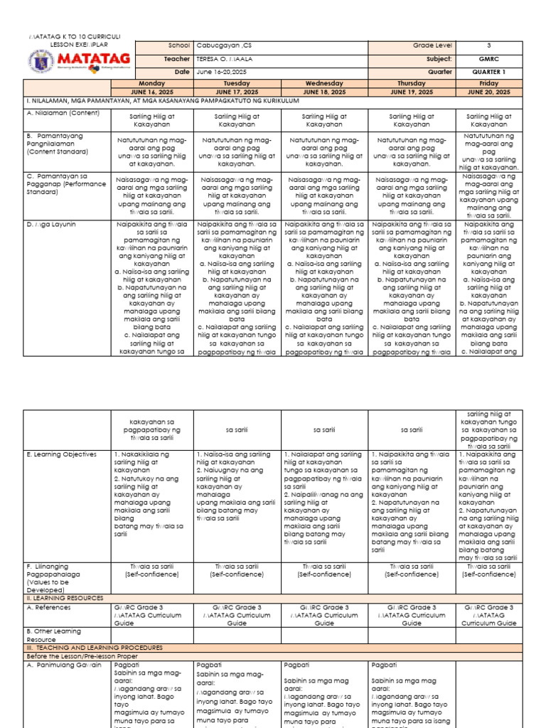 Gmrc 3 Quarter 1 Week 1 Pdf