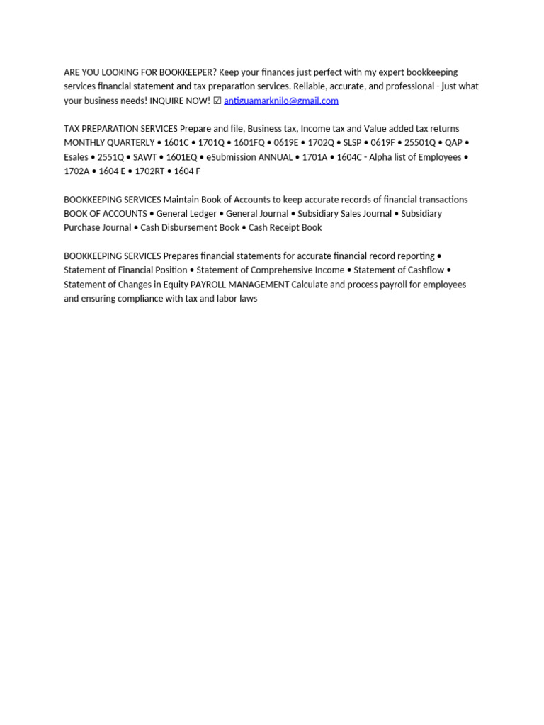 Are You Looking For Bookkeeper | PDF