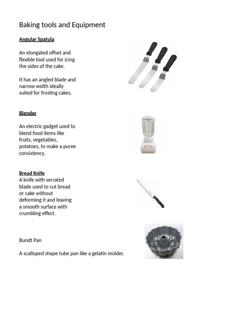 Essential Baking Tools and Equipment | PDF | Occupational Safety And ...
