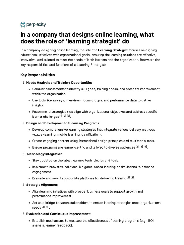 Role of a Learning Strategist in Online Education | PDF | Educational ...