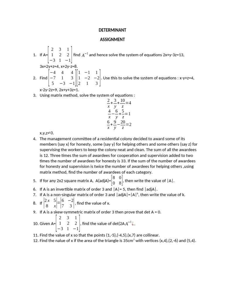 Matrix Methods for Solving Equations | PDF | Matrix (Mathematics ...