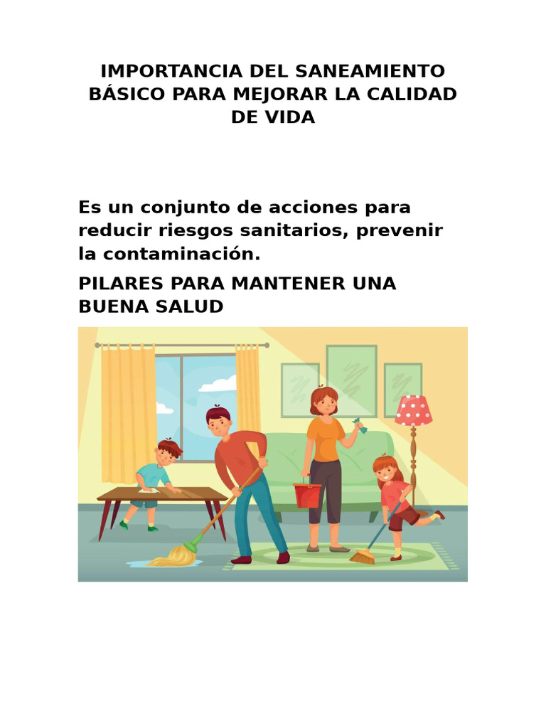 IMPORTANCIA DEL SANEAMIENTO BÁSICO PARA MEJORAR LA CALIDAD DE VIDA | PDF