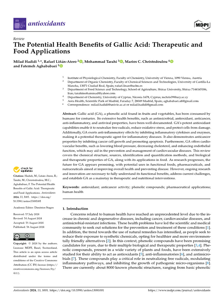 2024 - Hadidi - The Potential Health Benefits of Gallic Acid ...