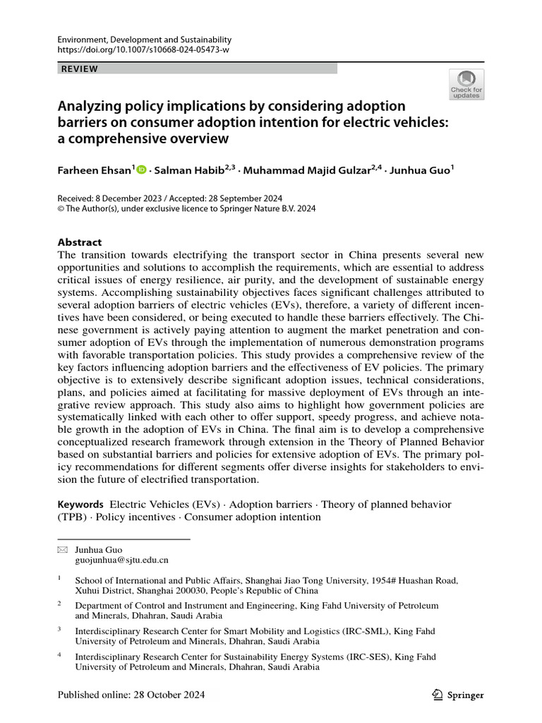 EV Adoption Barriers and Policy Insights | PDF | Electric Vehicle | Policy