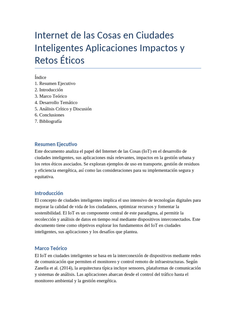 Internet de Las Cosas en Ciudades Inteligentes Aplicaciones Impactos y ...