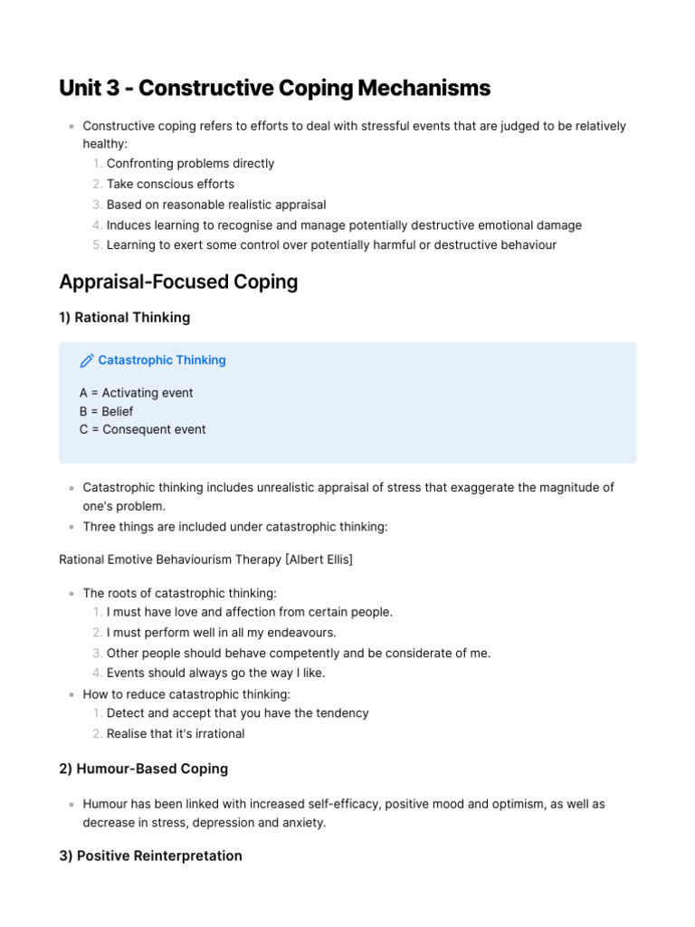Constructive Coping Mechanisms Explained | PDF | Relaxation (Psychology ...