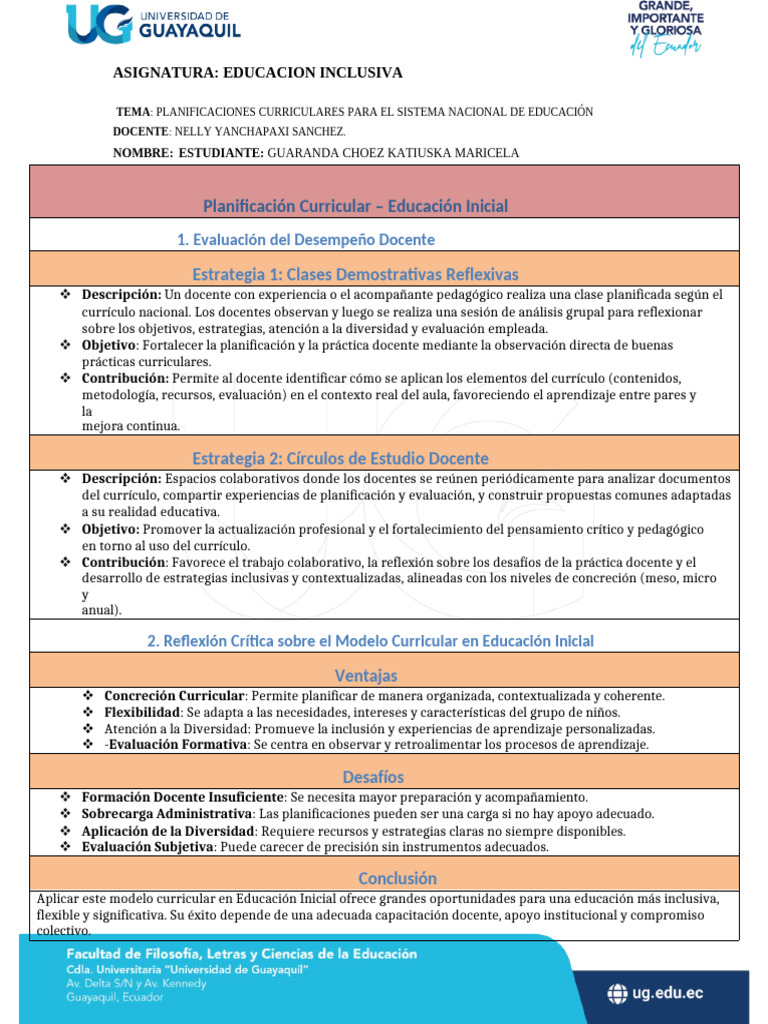 Planificación Curricular Inclusiva en Educación | PDF | Plan de ...