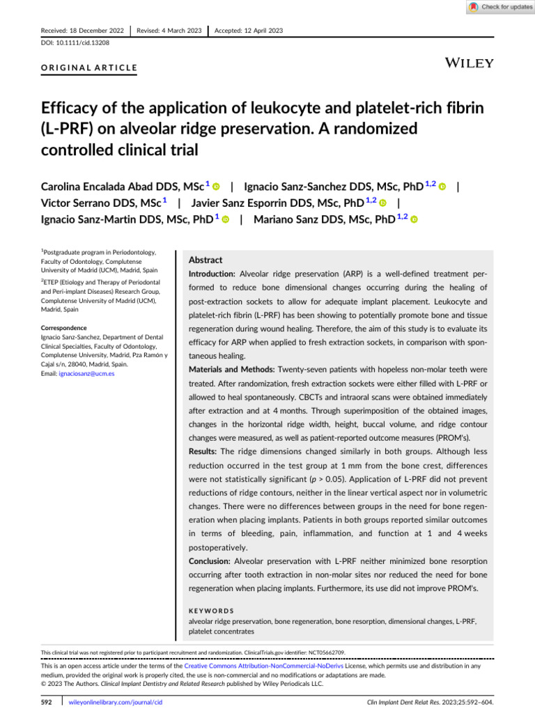 Clin Implant Dent Rel Res - 2023 - Abad - Efficacy of the Application ...