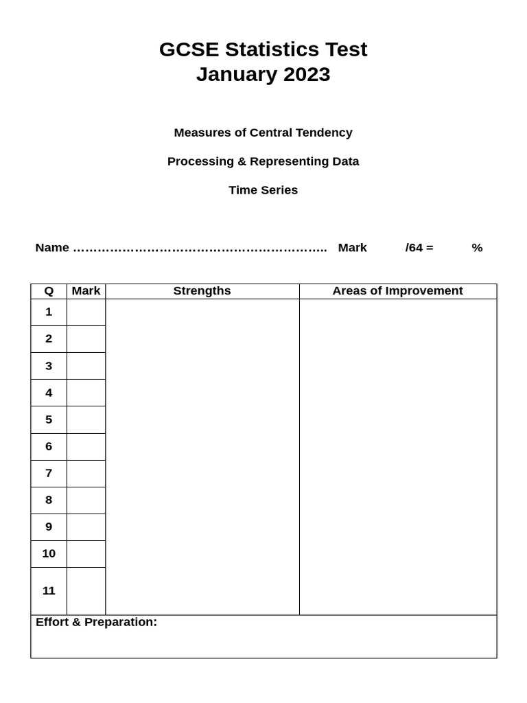January 2023 GCSE Statistics Test | PDF | Moving Average | Pie Chart