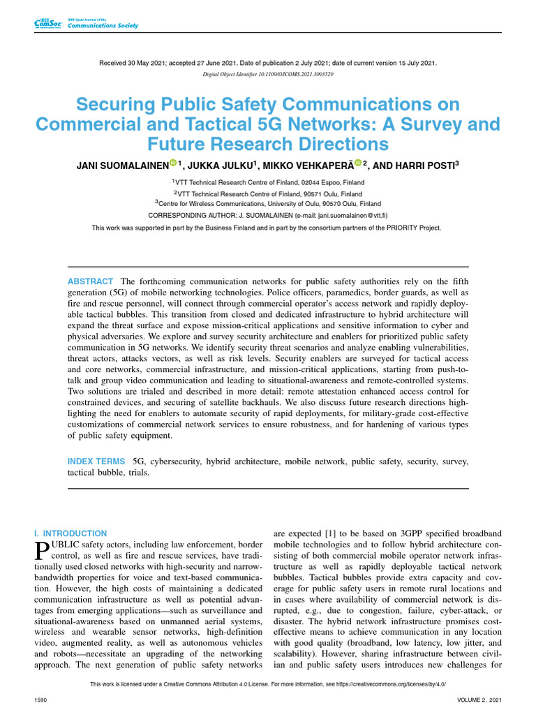 Public History. Discussioni E Pratiche Pdf Securing Public Safety Communications on Commercial and Tactical 5G