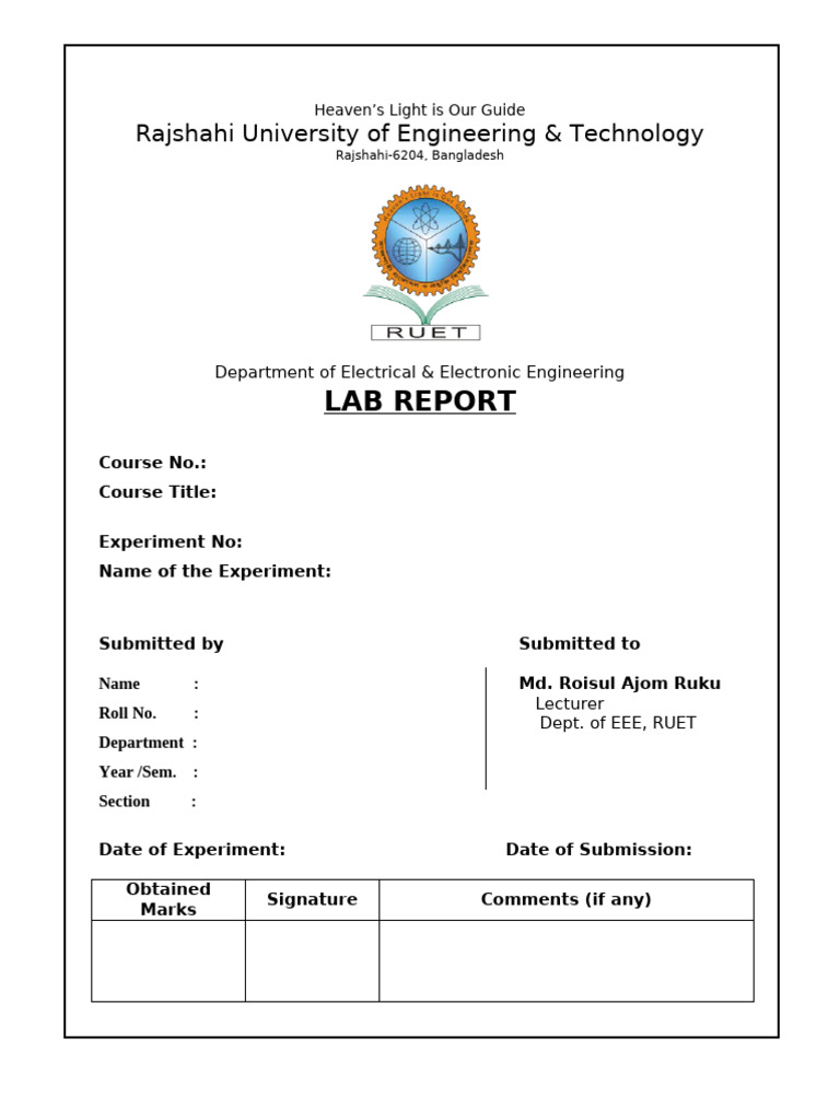Sample Report MRA Lec. EEE | PDF | Experiment