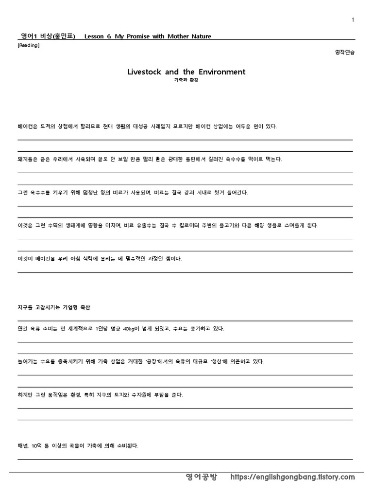 E1 VS L6 영작연습 | PDF
