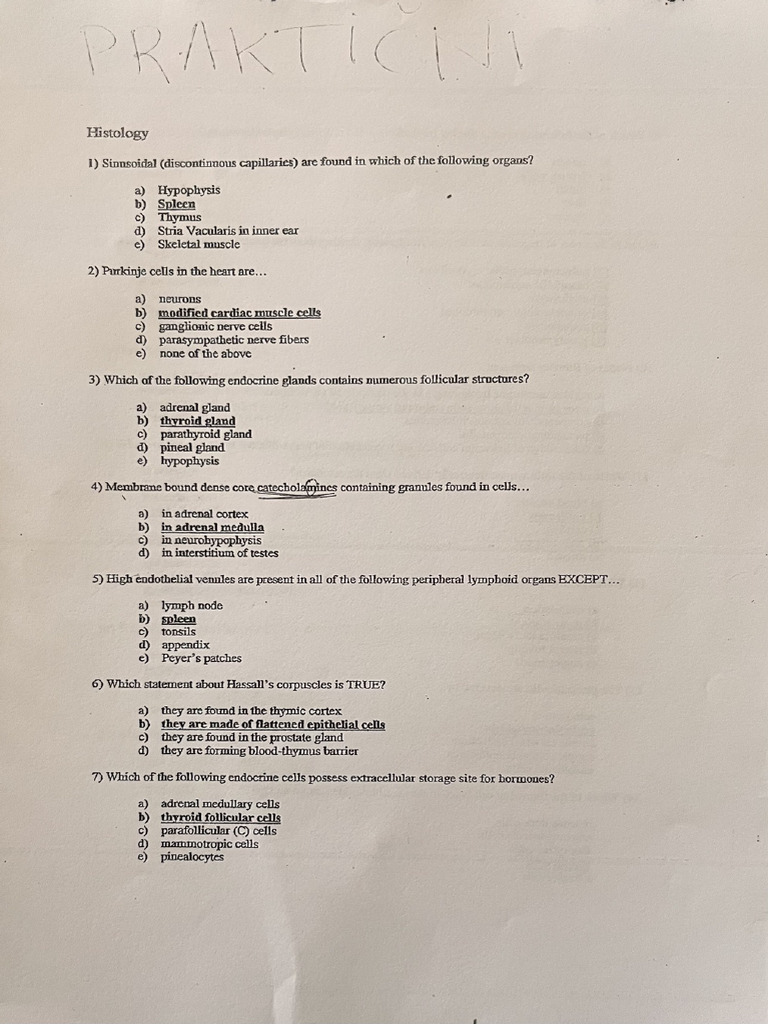 Histology Practice Paper 1 | PDF