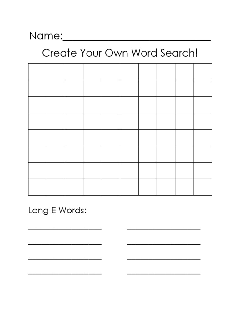 Create Your Own Word Search Template | PDF