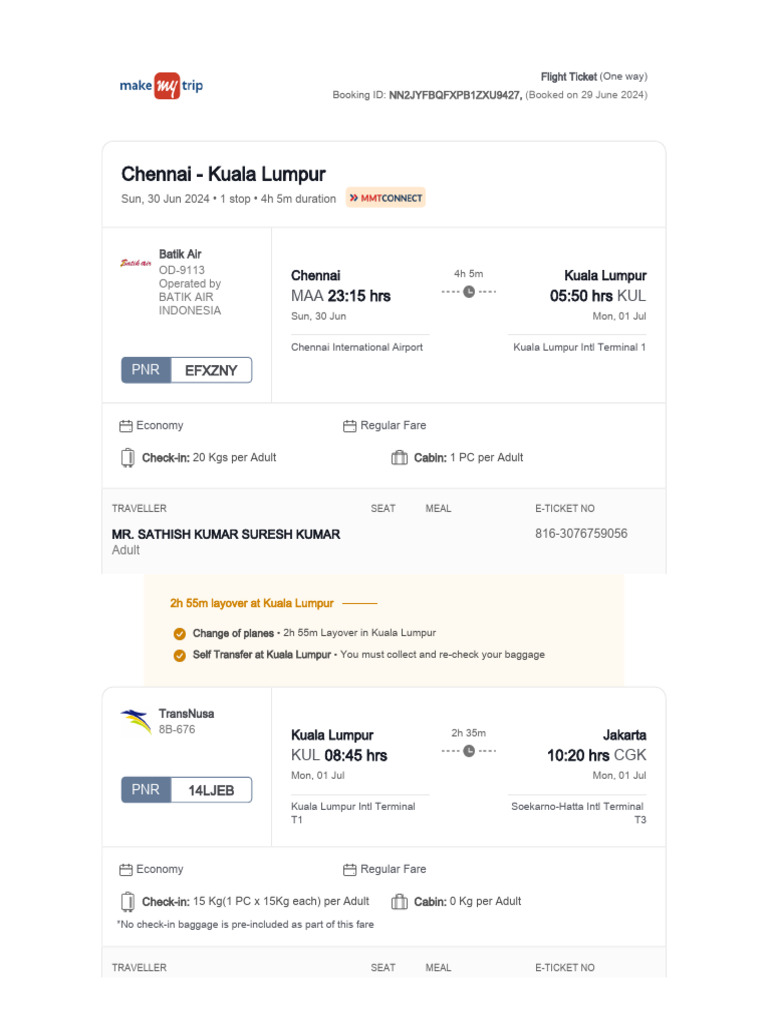 Flight Cost: Indonesia to India | PDF | Travel Visa | Passport