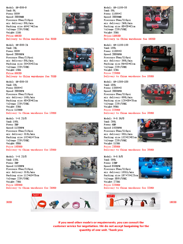 Air Compressor Models and Prices | PDF | Mains Electricity