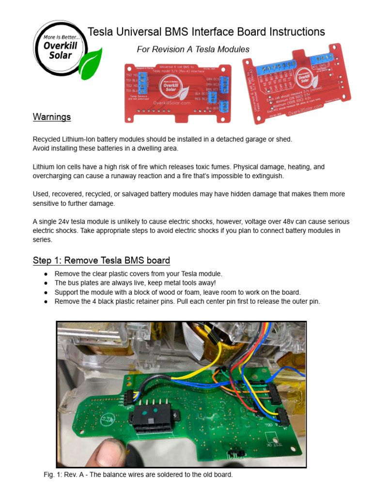 Rev A Tesla Universal BMS Board Instructions | PDF