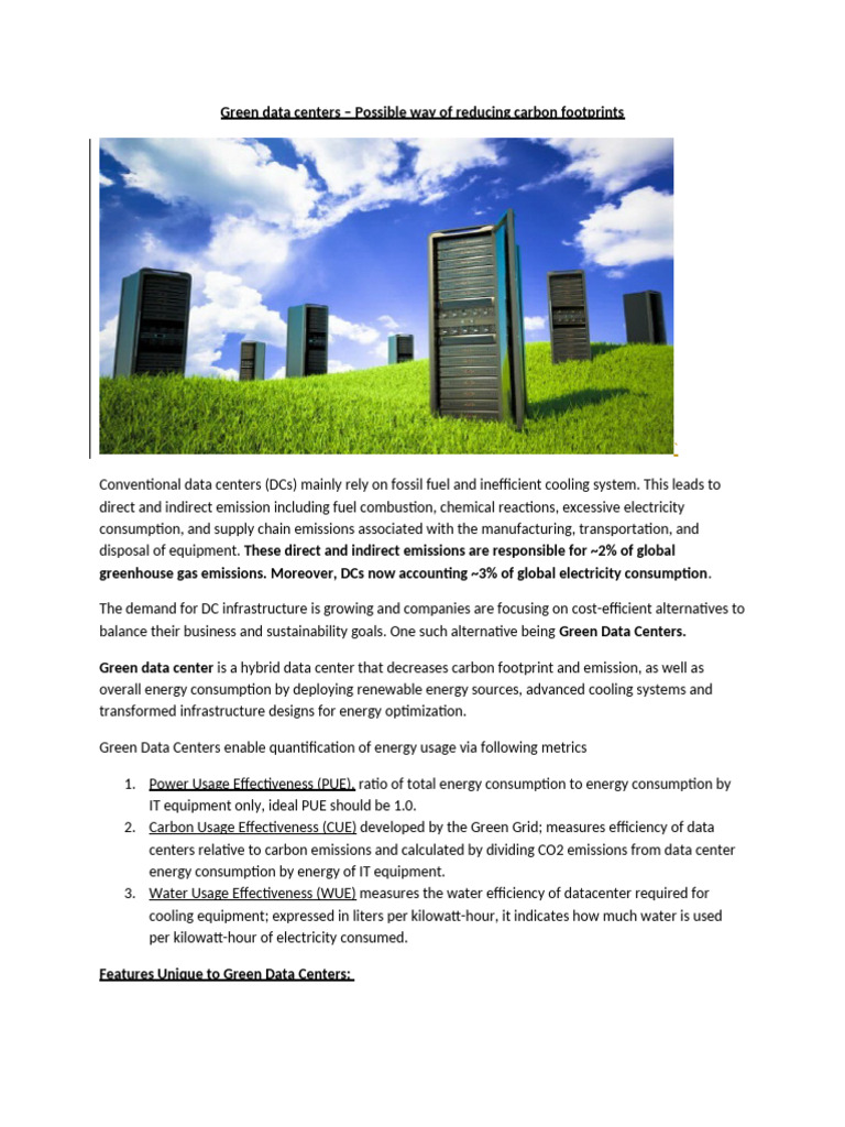 Final Version_Green Data Center Write-up_1 | PDF | Data Center ...