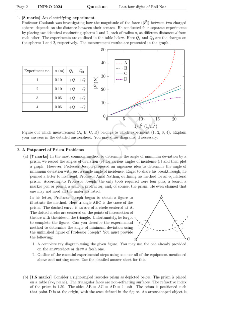 INPhO 2024 Physics Questions Overview | PDF | Gases | Orbit
