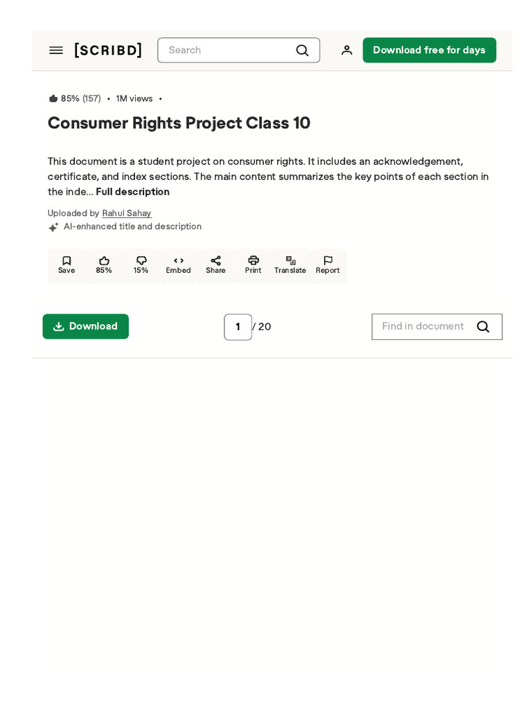 Class 10 Consumer Rights Project File | PDF