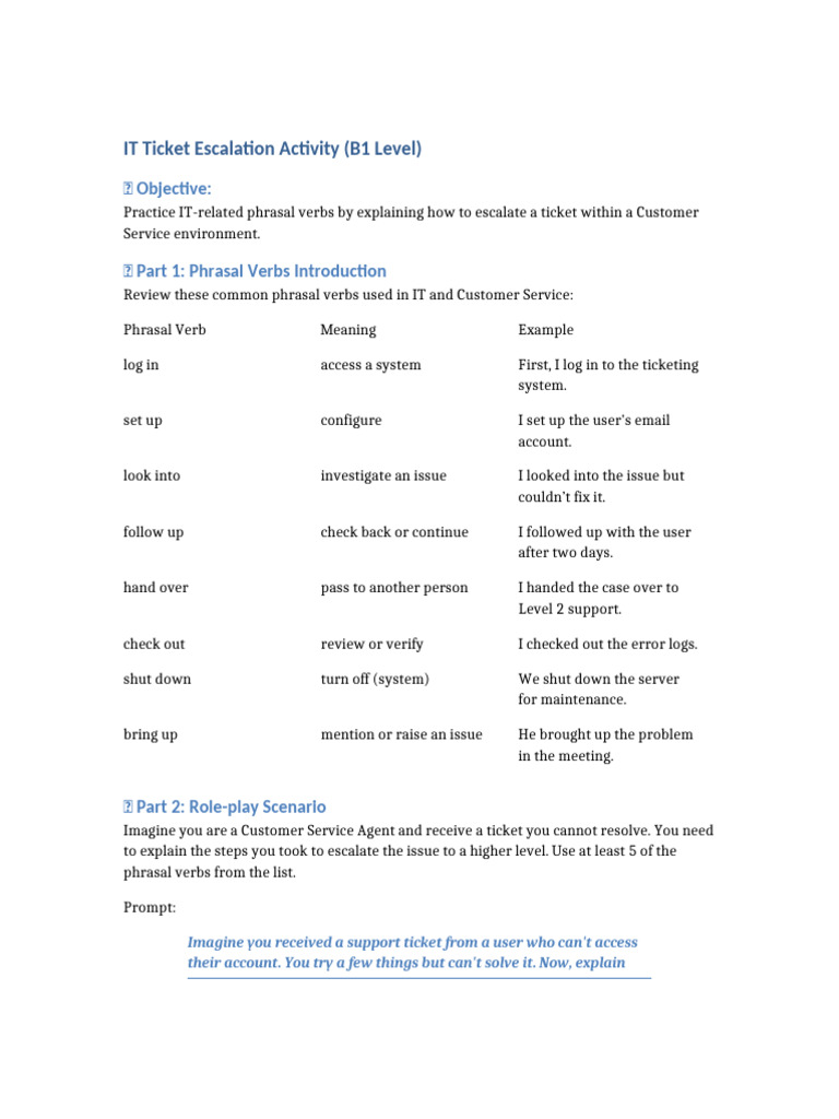 IT Ticket Escalation Activity B1 | PDF | Login | Cybercrime