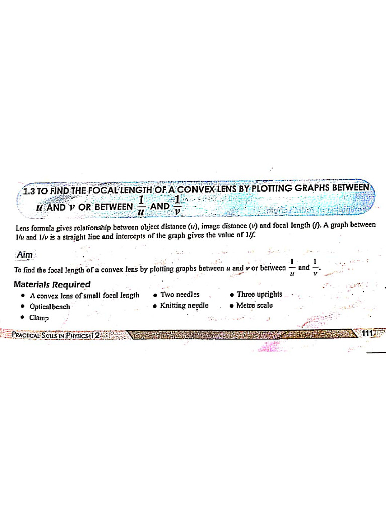 Convex Lense - UV Method - Labeled Graph | PDF