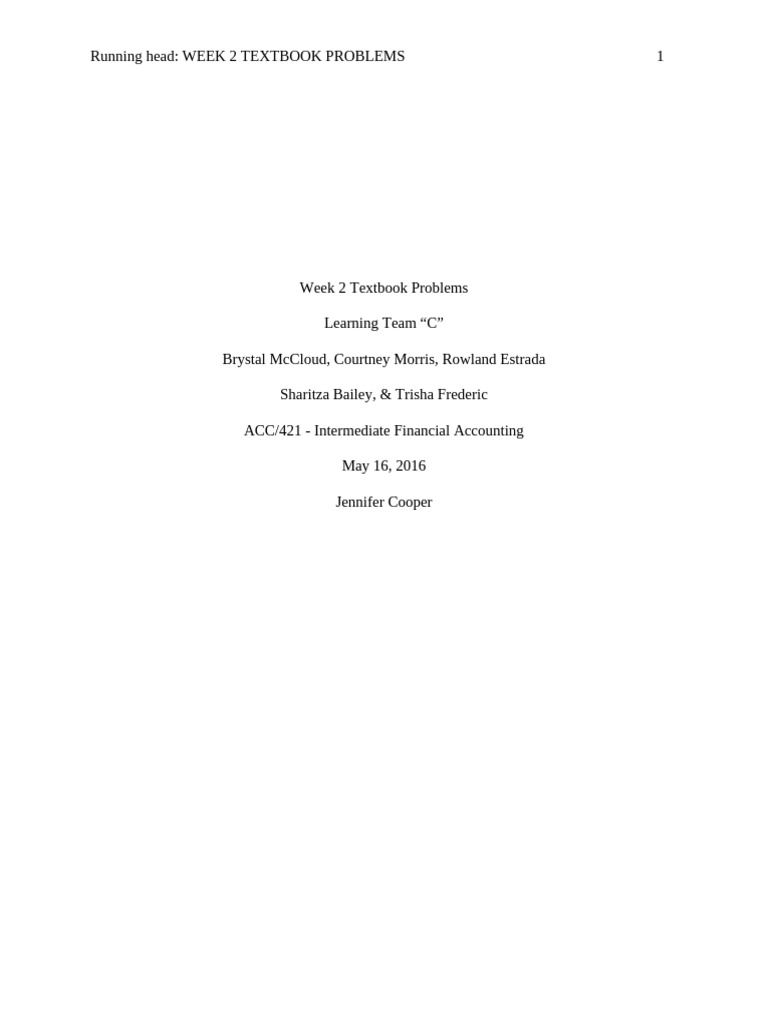 Week 2 Textbook Problems | PDF | Equity (Finance) | Generally Accepted ...