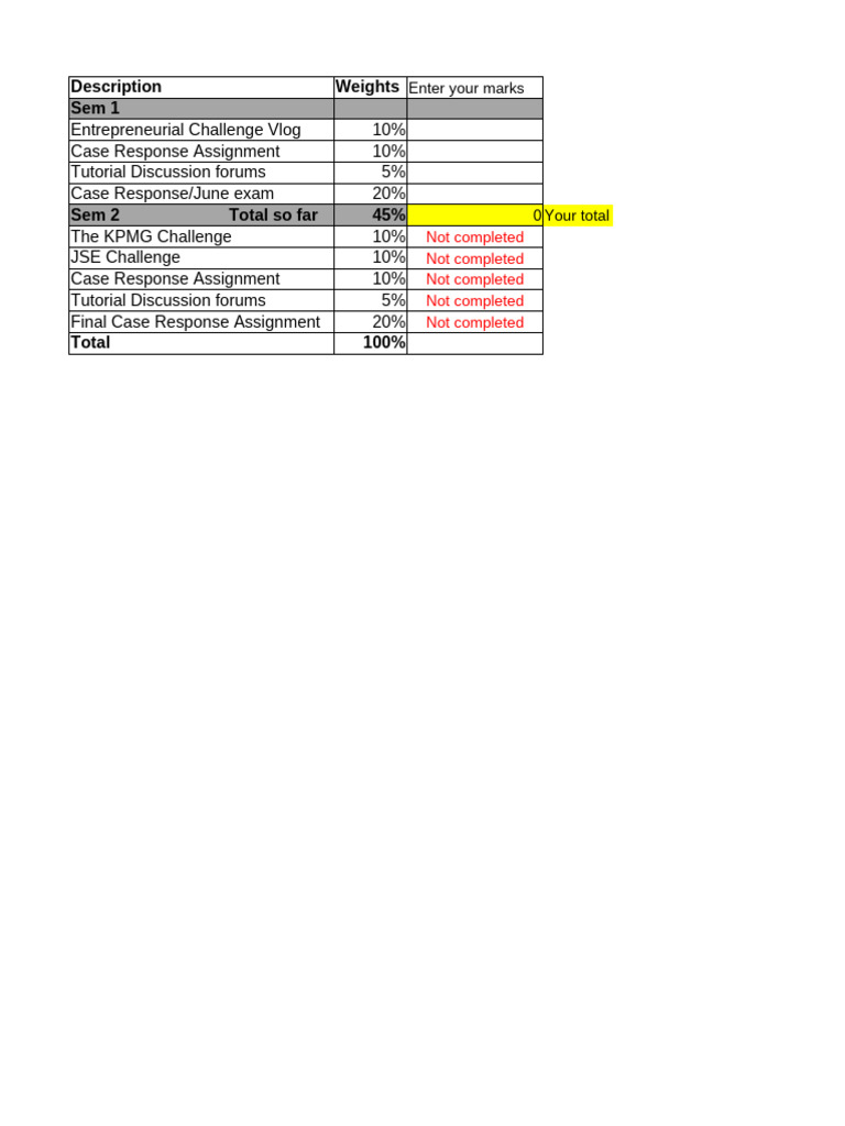 Student Final Mark Calculation | PDF