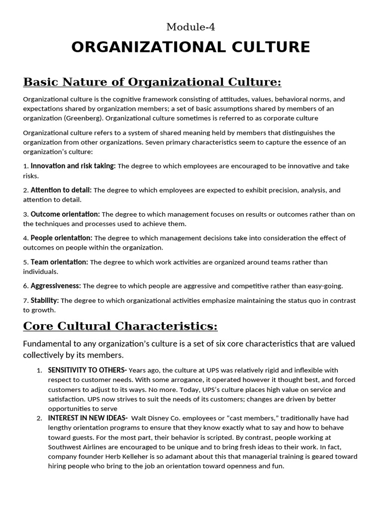 Understanding Organizational Culture Traits | PDF | Organizational ...