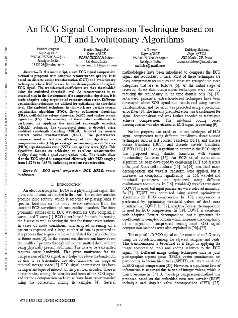 An ECG Signal Compression Technique Based On DCT and Evolutionary ...