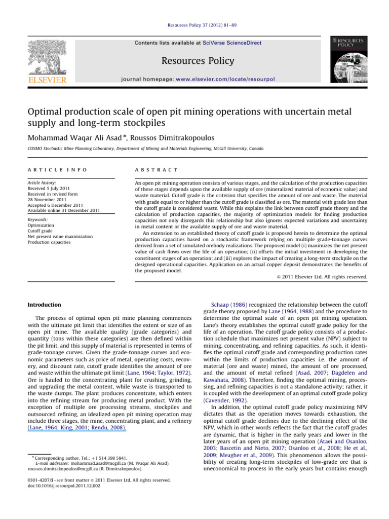 Optimal Open Pit Mining Strategies | PDF | Ore | Mining