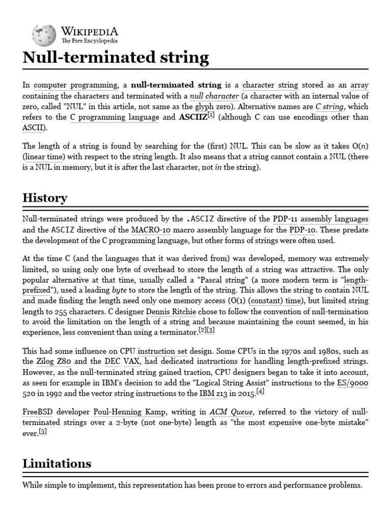 Null-Terminated String - Wikipedia | PDF | String (Computer Science ...