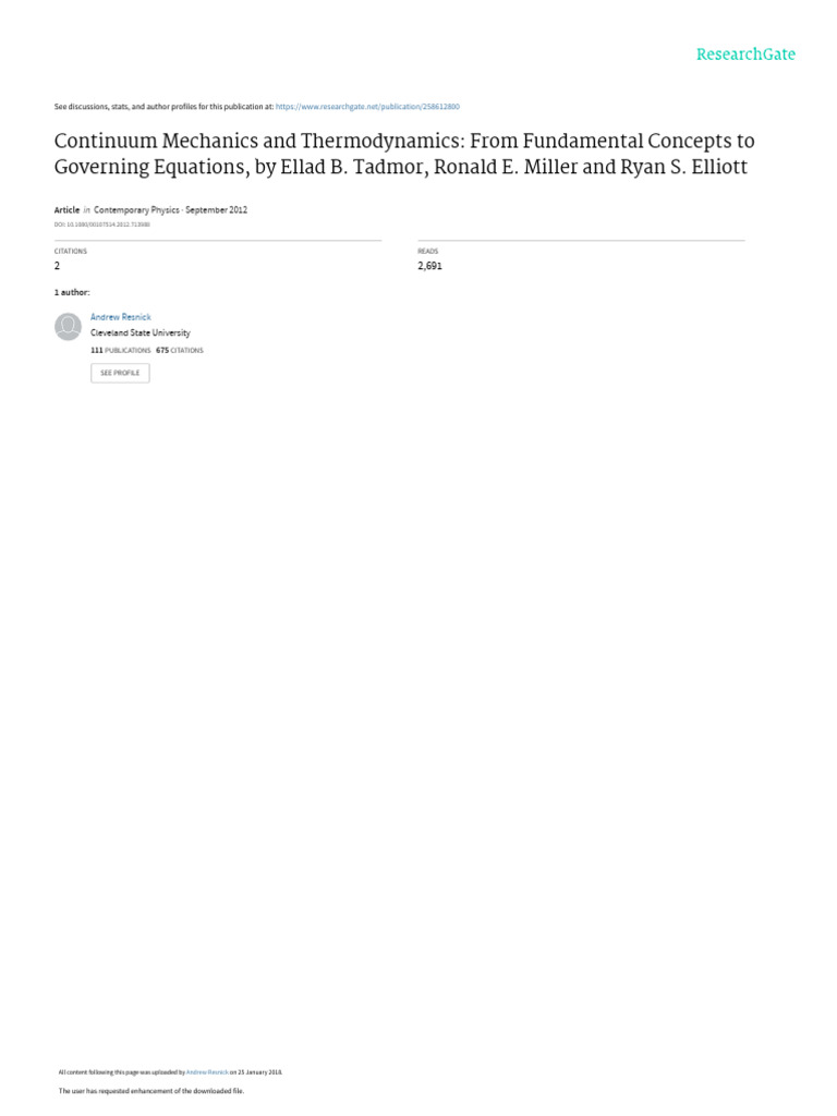 Review of Tadmor's Mechanics Textbook | PDF | Continuum Mechanics ...