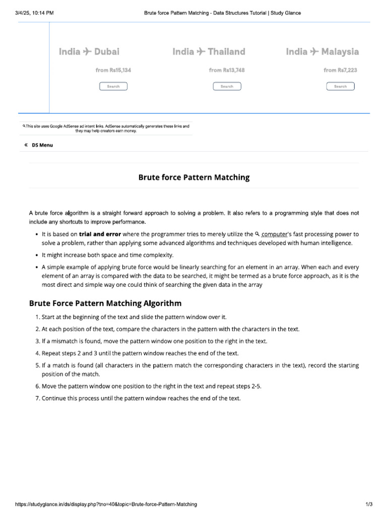 String Matching Bruteforce | PDF