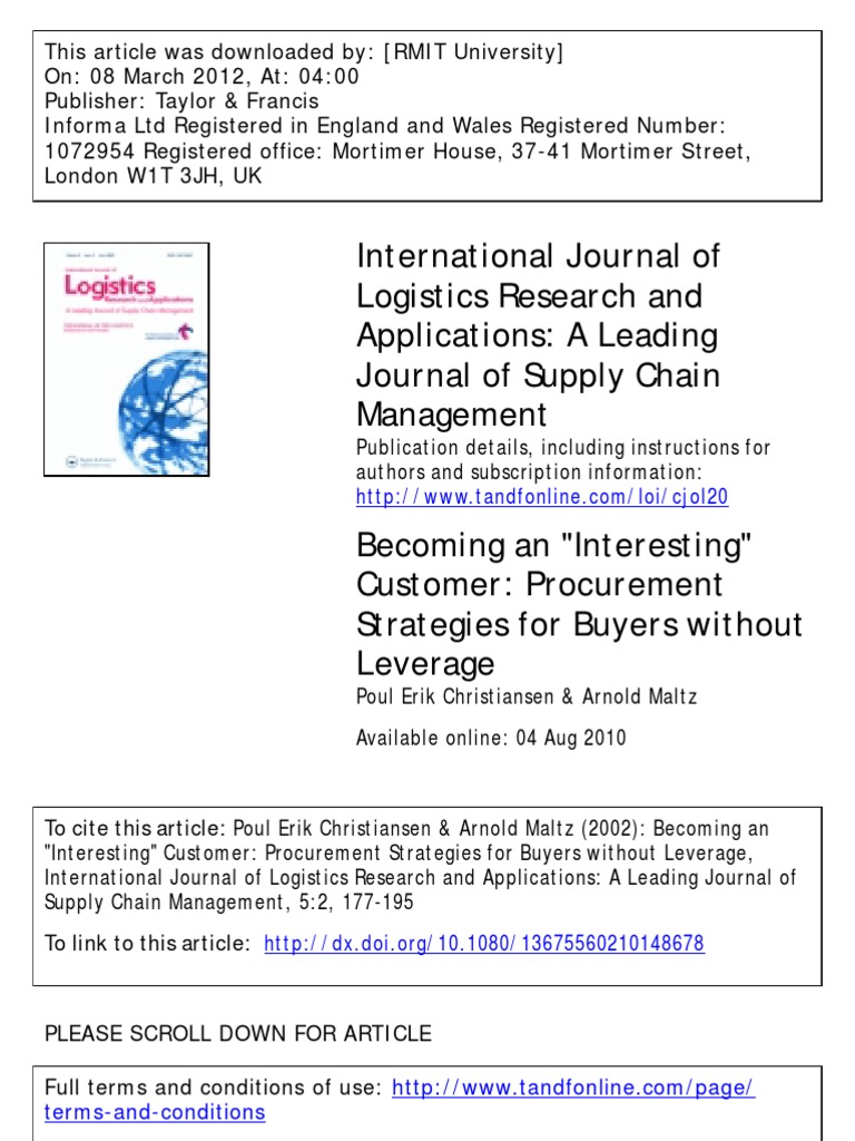 International Journal of Logistics Research and Applications: A Leading ...