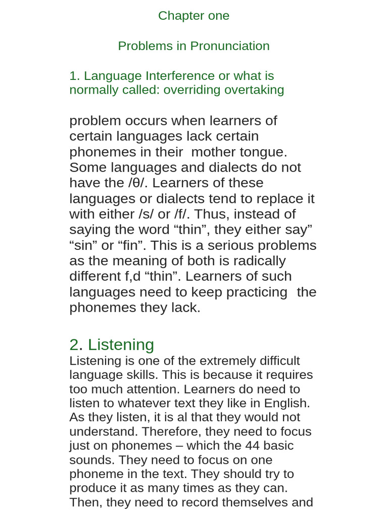 Pronunciation Challenges in English Learning | PDF | Phonetics | Stress ...